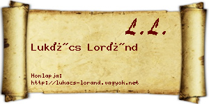 Lukács Loránd névjegykártya